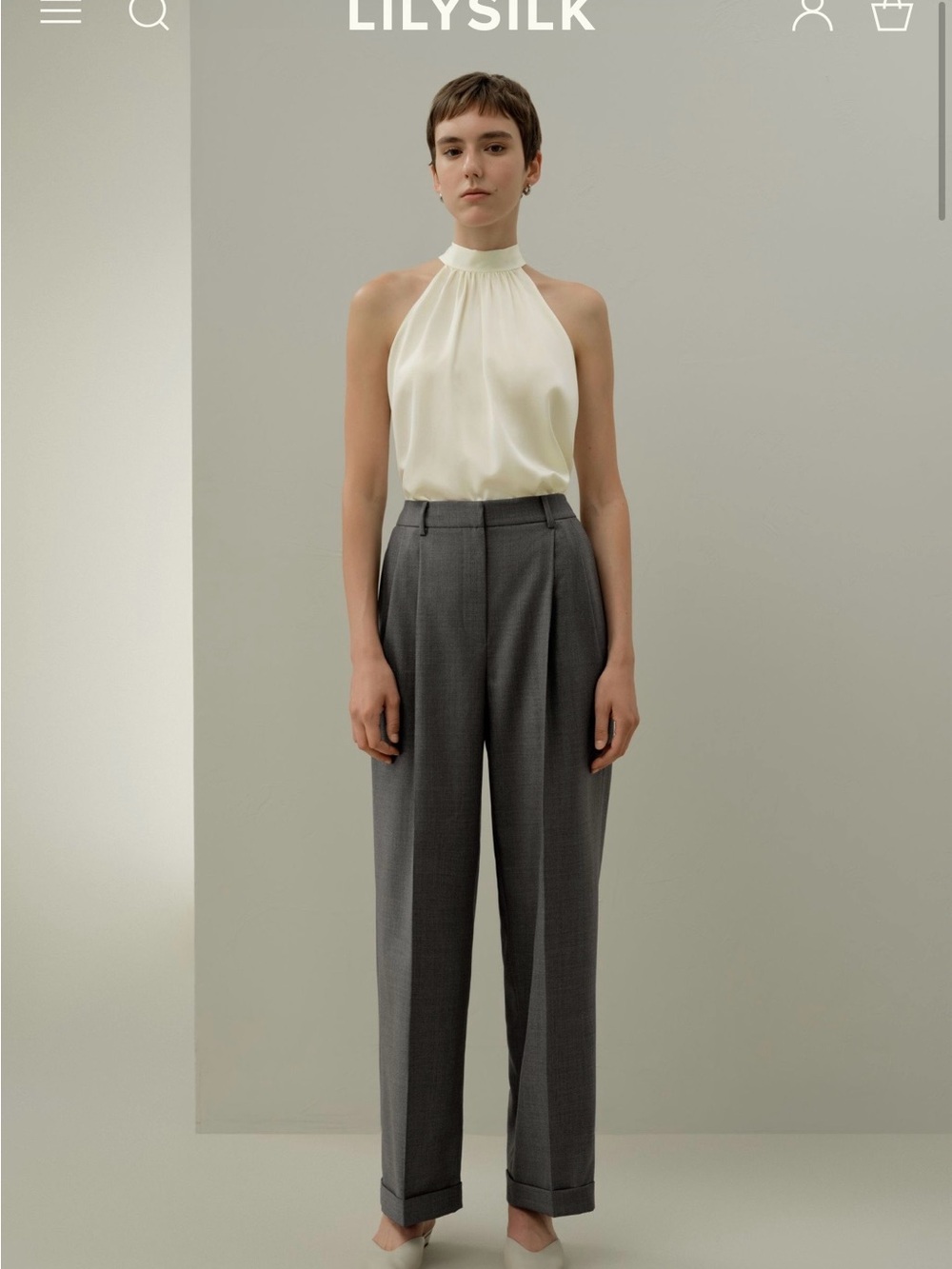 Lily Silk Wool-Silk Straight Leg Pants